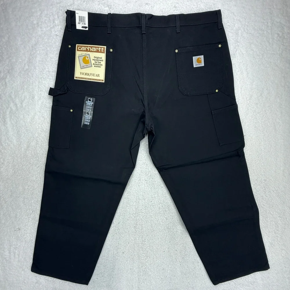 Carhartt B01 BLK 52W Double Front Work‎ Dungaree Pants Black 48x30 USA NWT